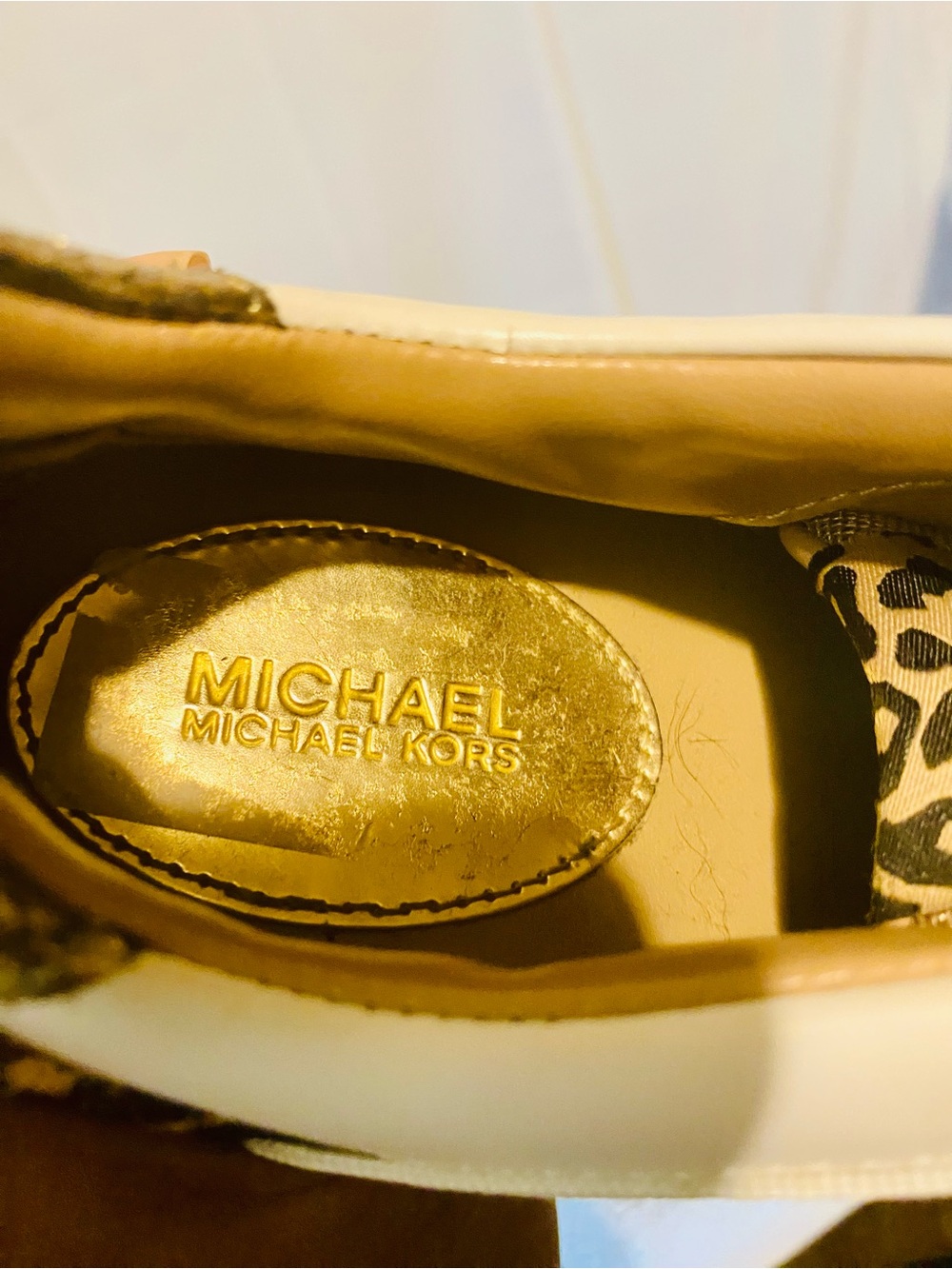 MICHAEL Michael Kors White, Tan & Leopard Accent Girls Big Kid Sneakers - Picture 9 of 10